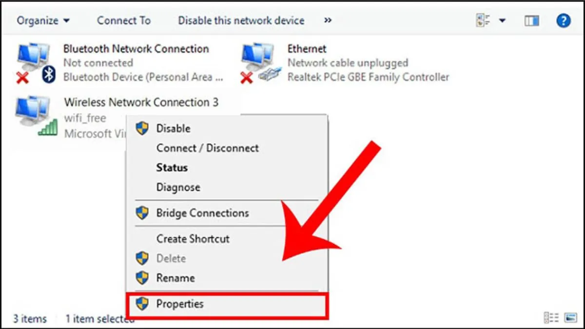 Chỉnh sửa thuộc tính của kết nối mạng đang sử dụng trên máy tính