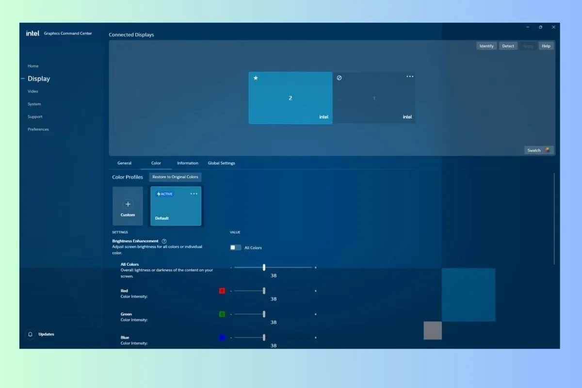 Giao diện Intel Graphics Command Center