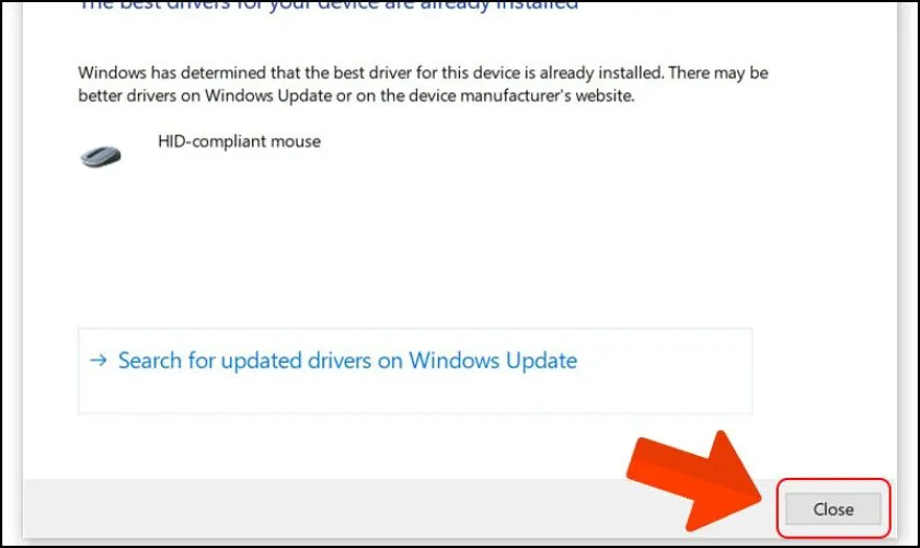 Chờ quá trình cập nhật hoàn tất, sau đó nhấn Close để kết thúc