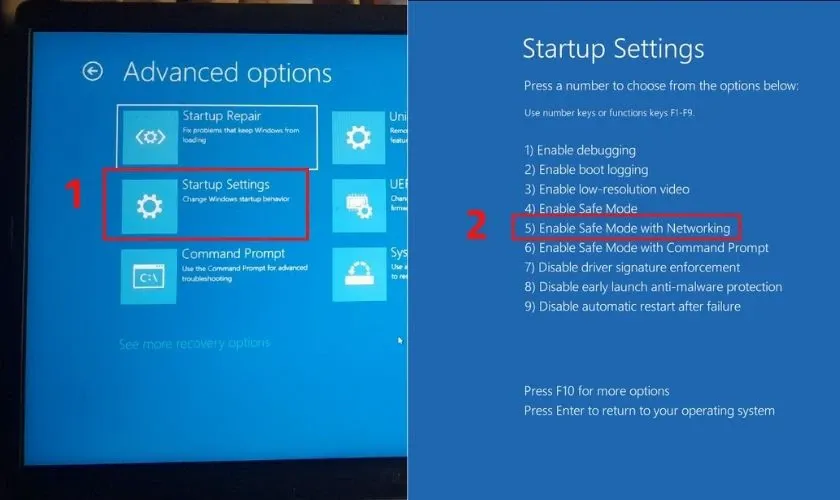 Chọn Advanced Options sau đó chọn Start Settings
