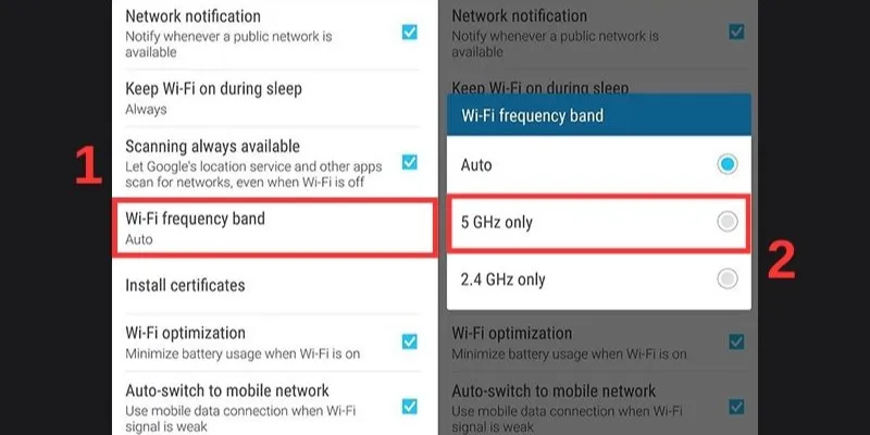Chọn băng tần 5GHz cho WiFi