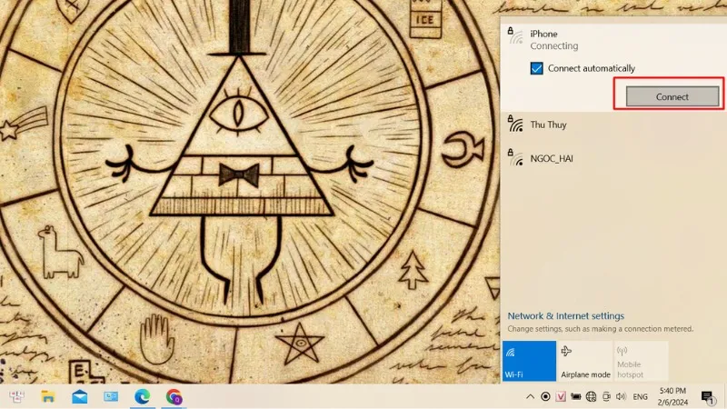 Chọn mạng WiFi và nhập mật khẩu