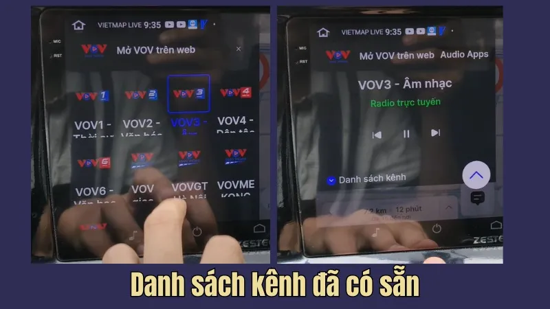 Bấm vào Danh sách kênh để chuyển sang các kênh khác phù hợp.