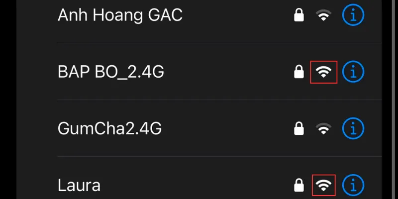 Chọn mạng WiFi có tín hiệu tốt nhất