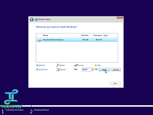 Chọn ổ cài đặt khi cài Win Quận 11