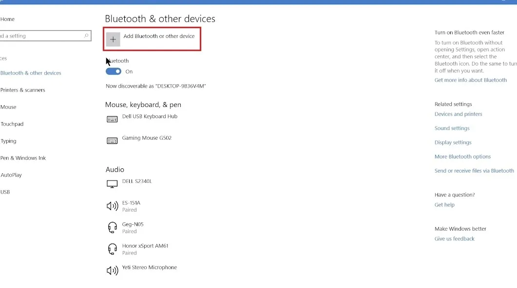 Chọn tùy chọn Bluetooth để thêm thiết bị âm thanh không dây mới vào máy