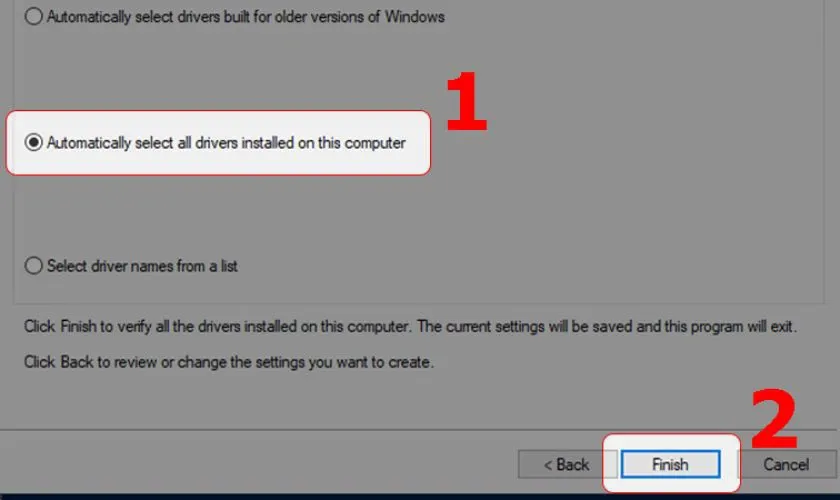 Chọn vào nút Finish