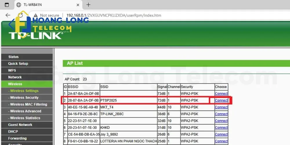 Chọn wifi nguồn cần tiếp sóng