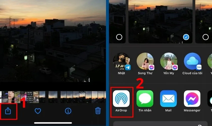 Mở giao diện chia sẻ trên điện thoại iPhone