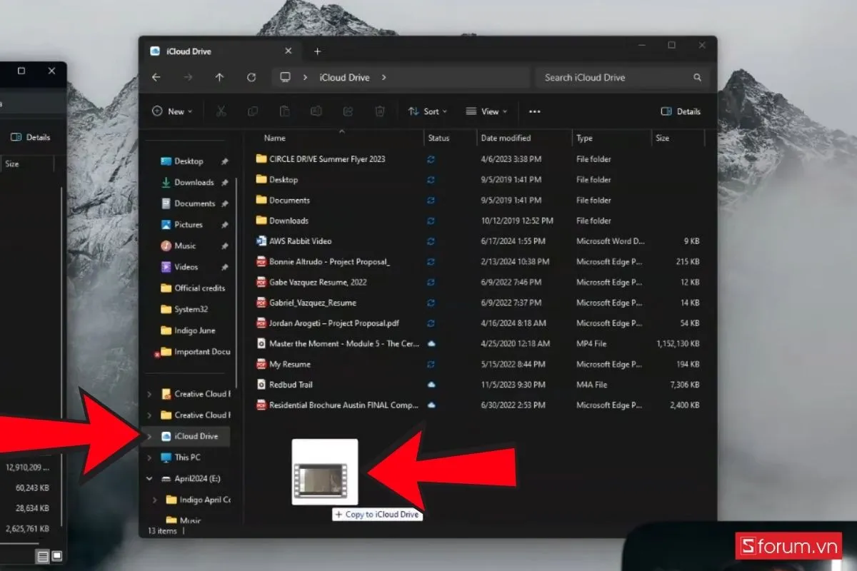 Kéo thả file vào iCloud Drive