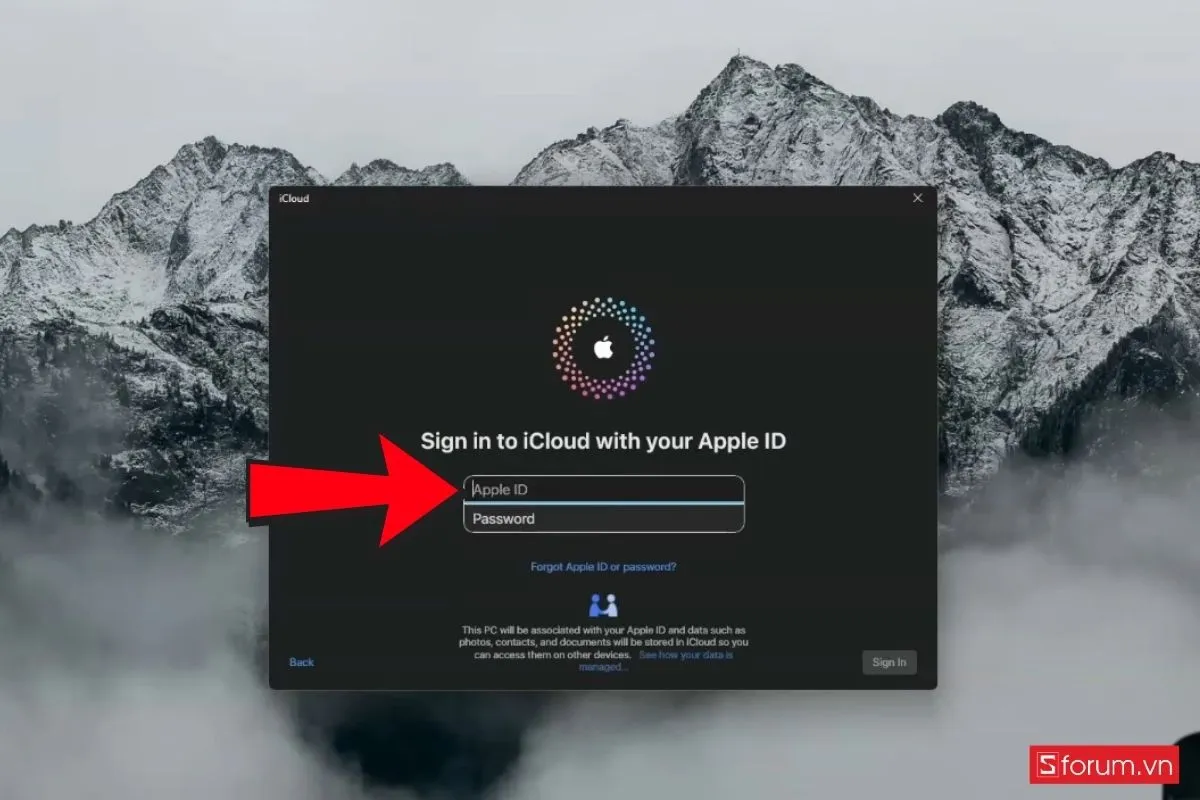Đăng nhập iCloud trên máy tính