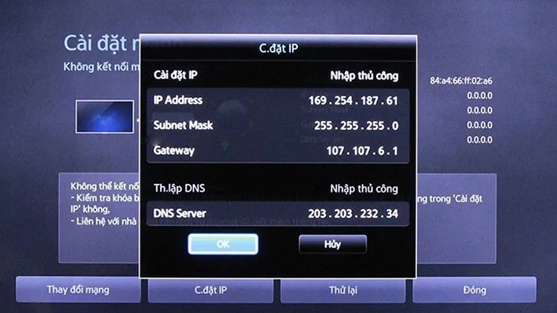 kiểm tra cài đặt mạng đang dùng khi tivi không kết nối được wifi