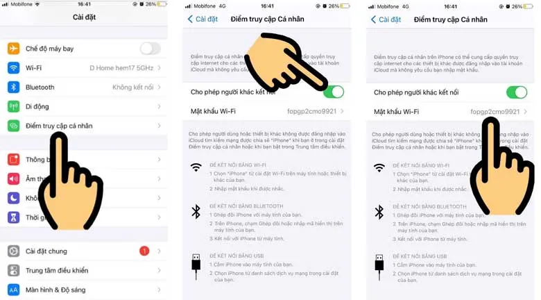 Xem mật khẩu hotspot iPhone