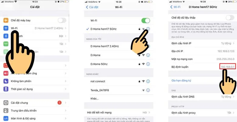 Xem địa chỉ IP router trên iPhone
