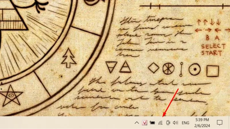 Bật WiFi từ biểu tượng mạng trên Taskbar