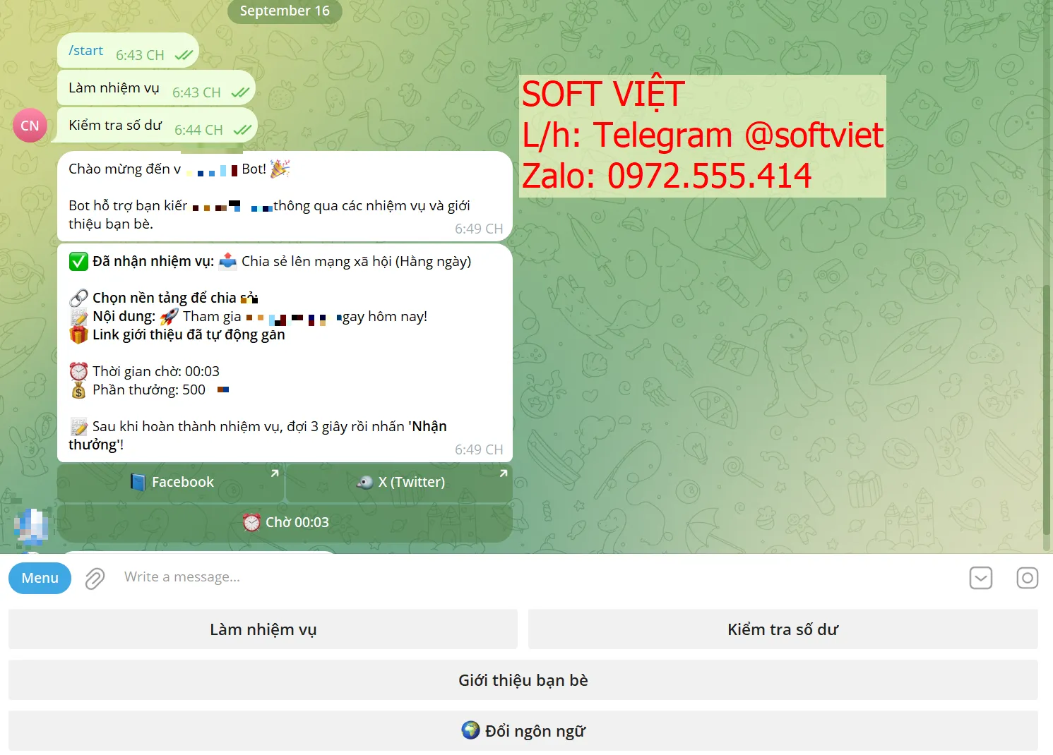 Dá»‹ch vá»¥ táº¡o chatbot telegram chuyÃªn nghiá»‡p, giÃ¡ ráº» vÃ  uy tÃ­n cá»§a Soft Viá»‡t