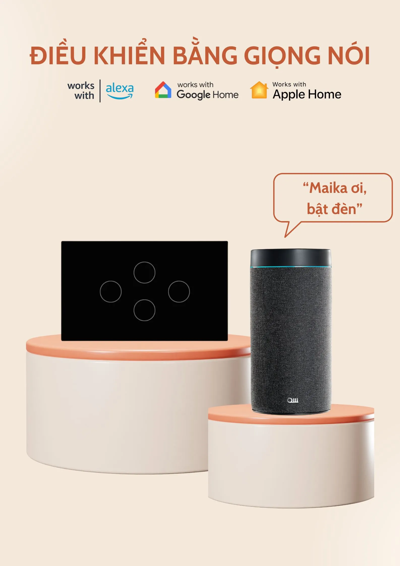 Điều khiển công tắc thông minh wifi bằng loa thông minh và trợ lý ảo