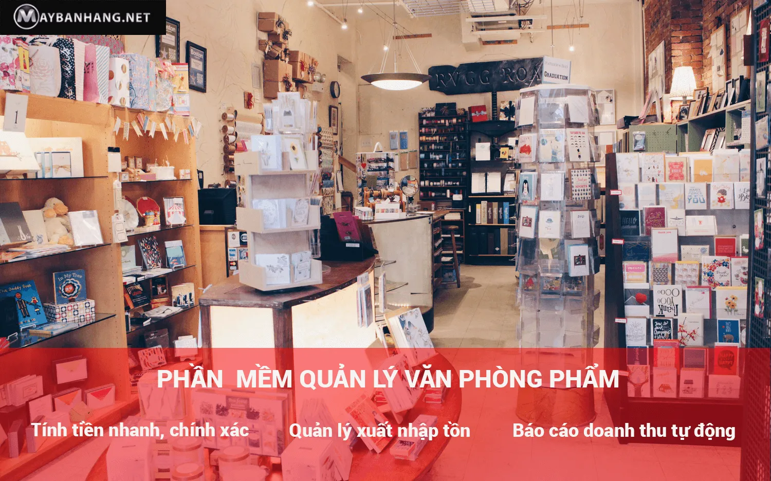 Không gian cửa hàng kinh doanh văn phòng phẩm quy mô hiện đại theo tiêu chuẩn 2026