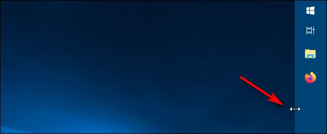 Con trỏ điều chỉnh độ rộng taskbar