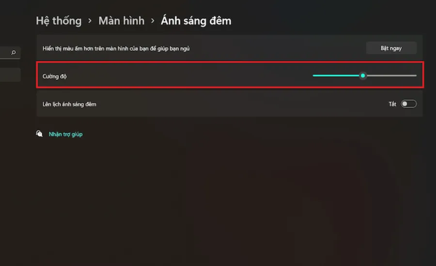 Thanh điều chỉnh cường độ Night light