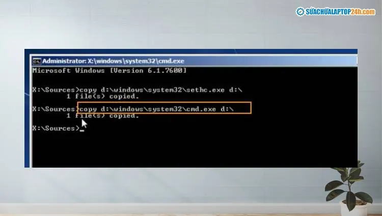 Sao chép các đường dẫn vào chương trình cmd