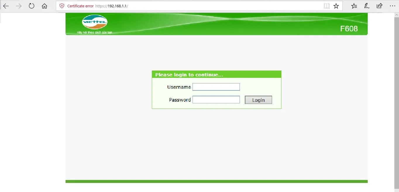 Nhập địa chỉ IP modem vào trình duyệt