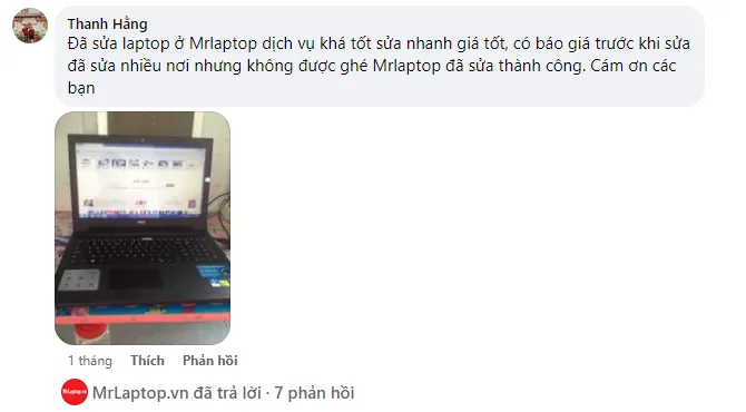 Khách phản hồi sửa laptop