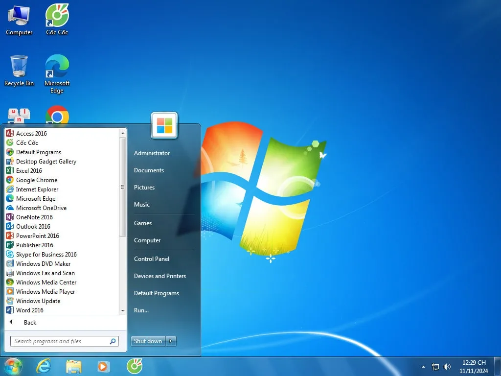 Danh sách các phần mềm ứng dụng văn phòng đã được cài sẵn