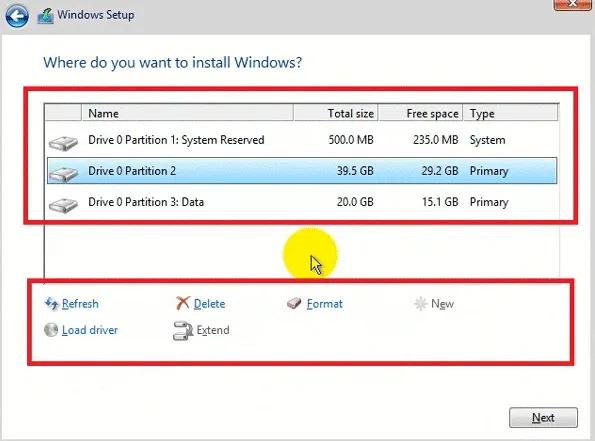 Danh sách các phân vùng ổ đĩa hiện có trên hệ thống