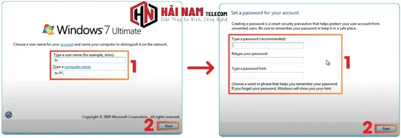 Đặt tên tài khoản và định danh máy tính trong Windows 7