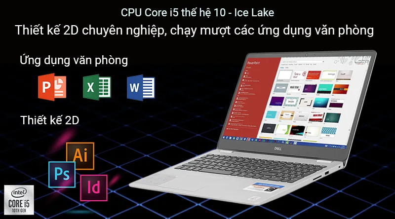 Cấu hình mạnh mẽ với chip Intel Core i5 thế hệ 10 của laptop dell inspiron 5593 n5i5402w