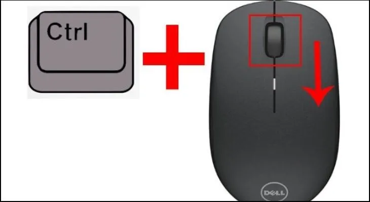 Thao tác lăn chuột xuống phía dưới để thu nhỏ nội dung trang web hoặc ứng dụng