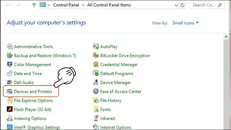 Truy cập Devices and Printers