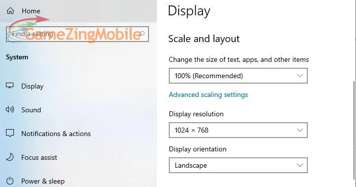 Điều chỉnh độ phân giải trong Settings Windows 10 để hỗ trợ game aoe