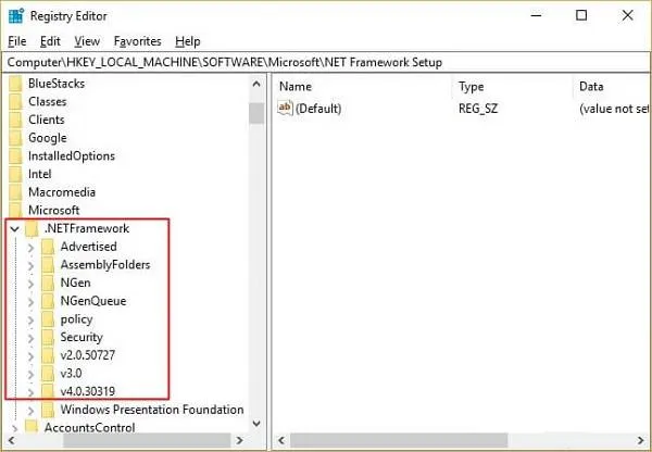 Điều hướng đến các khóa đăng ký cụ thể để kiểm tra thông tin cài đặt phần mềm