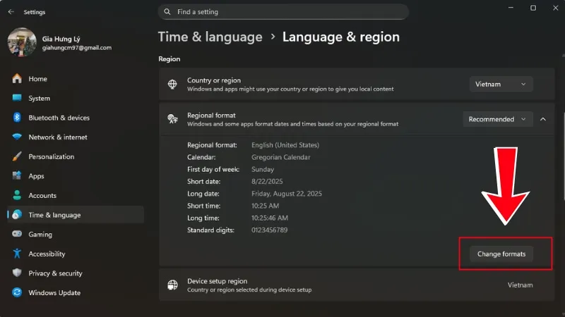 Nhấn Change formats