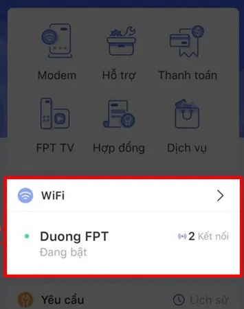 Sử dụng ứng dụng Hi FPT để thay đổi thông tin mạng không dây