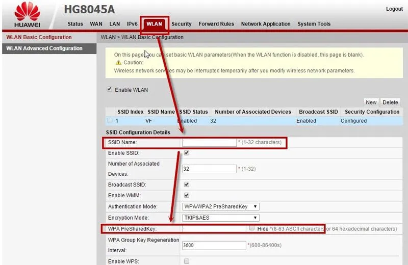 Cấu hình mật khẩu Wifi cho modem Huawei cung cấp bởi VNPT
