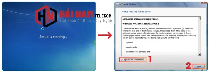 Đồng ý với các điều khoản bản quyền của Microsoft