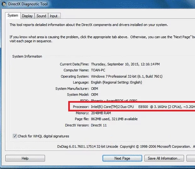Thông số CPU phù hợp để cài Windows XP