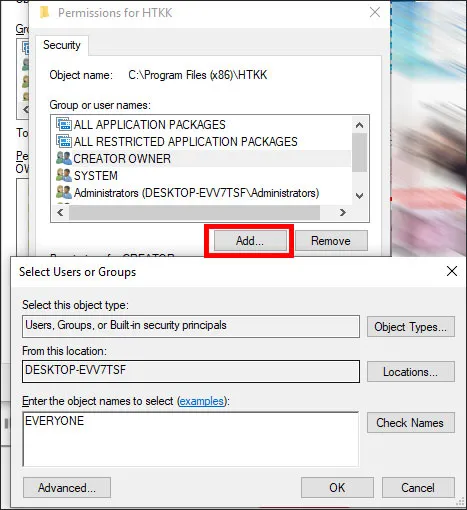 Thêm đối tượng Everyone vào danh sách