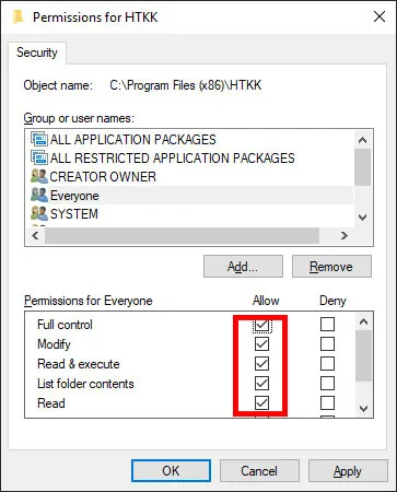 Cấp toàn quyền Full Control cho HTKK