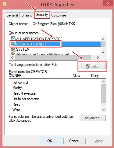 Cấu hình chi tiết quyền truy cập