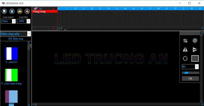 Giao diện phần mềm LED Full Mini V5