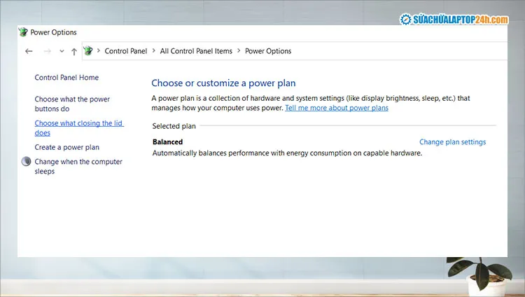 Tùy chọn cấu hình hành vi khi đóng nắp laptop