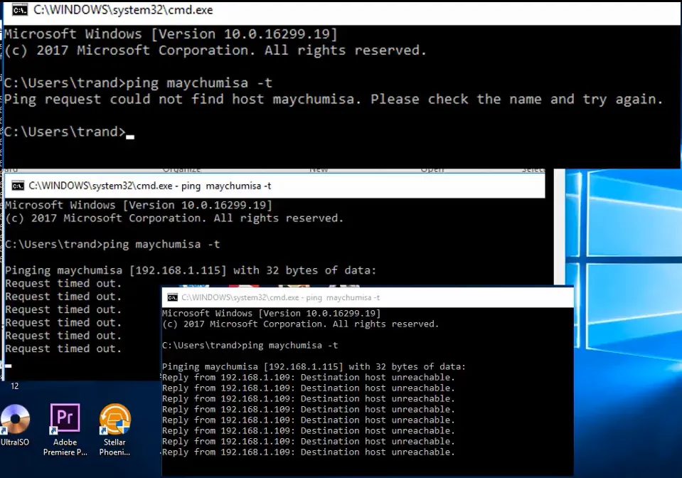 Thông báo lỗi khi kiểm tra kết nối mạng lan không thành công