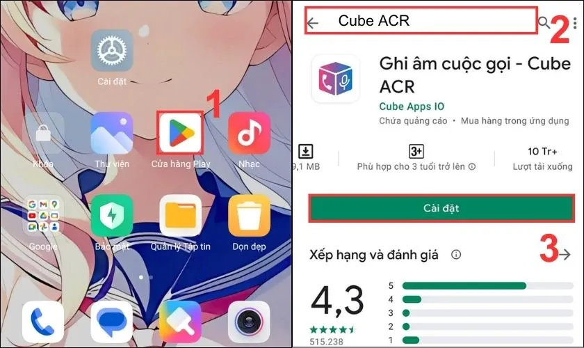 Giao diện ứng dụng Cube ACR trên Android