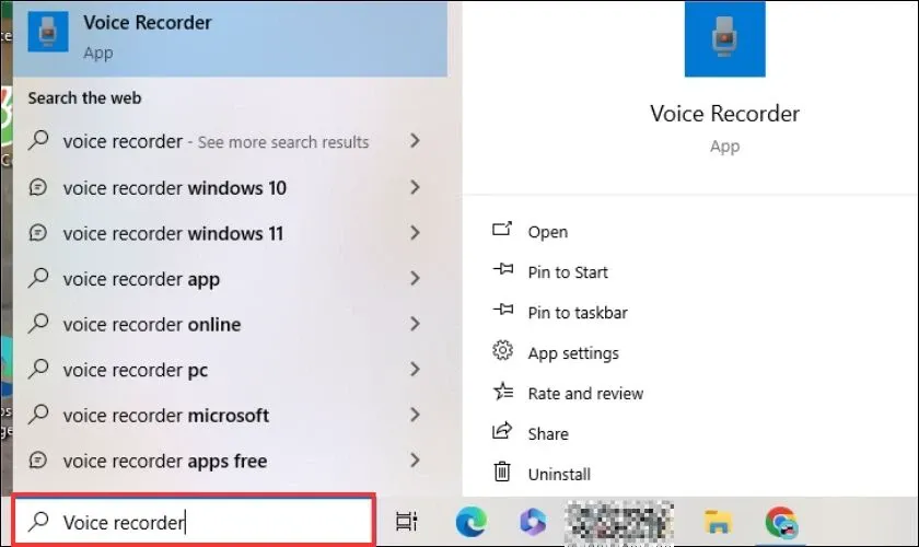Công cụ Voice Recorder trên Windows
