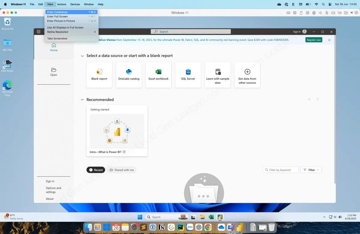 VÃ o cháº¿ Ä‘á»™ coherence cá»§a Parallels