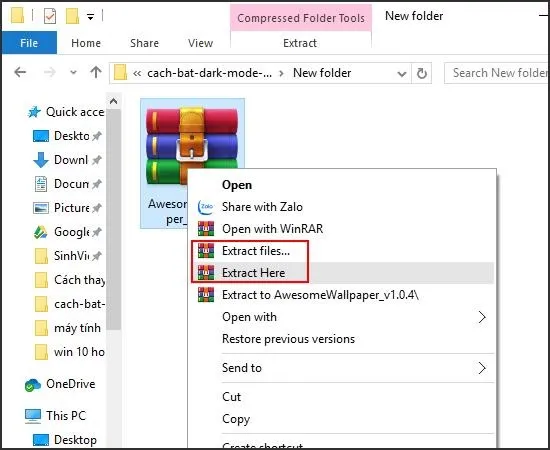 Giải nén tập tin phần mềm để bắt đầu quá trình cài đặt